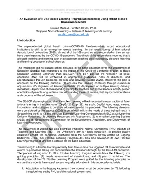 (PDF) An Evaluation of ITL's Flexible Learning Program (Antecedents.